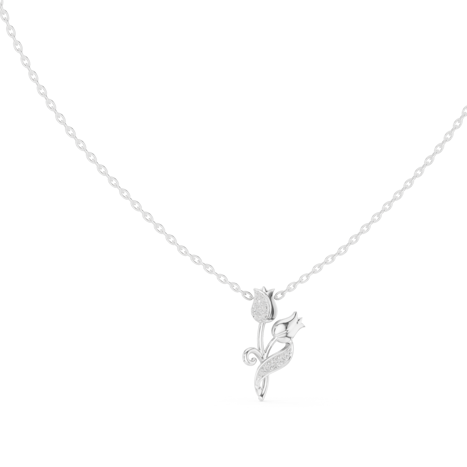  White Gold Petal Glow Charm Necklace Left View