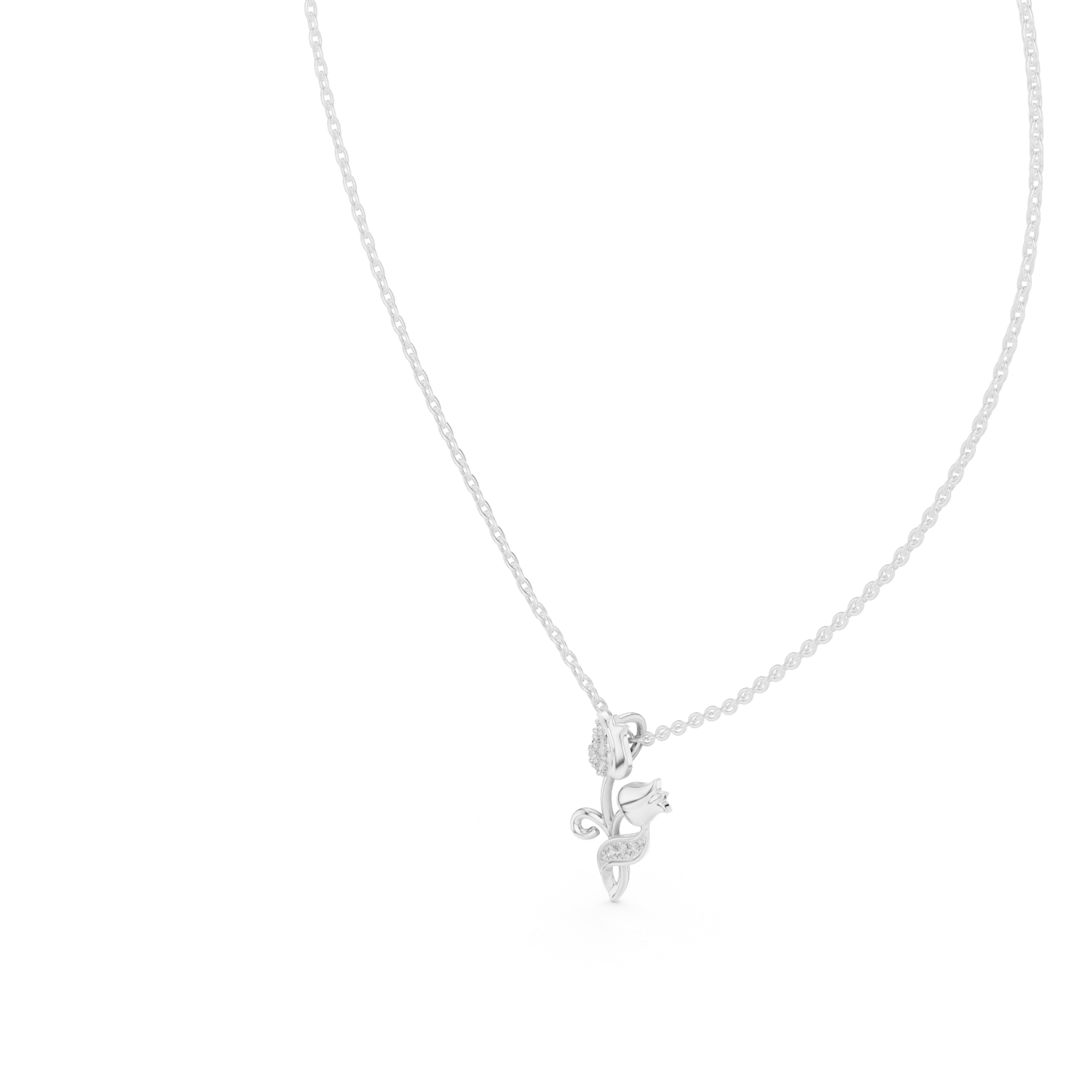  White Gold Petal Glow Charm Necklace Right View