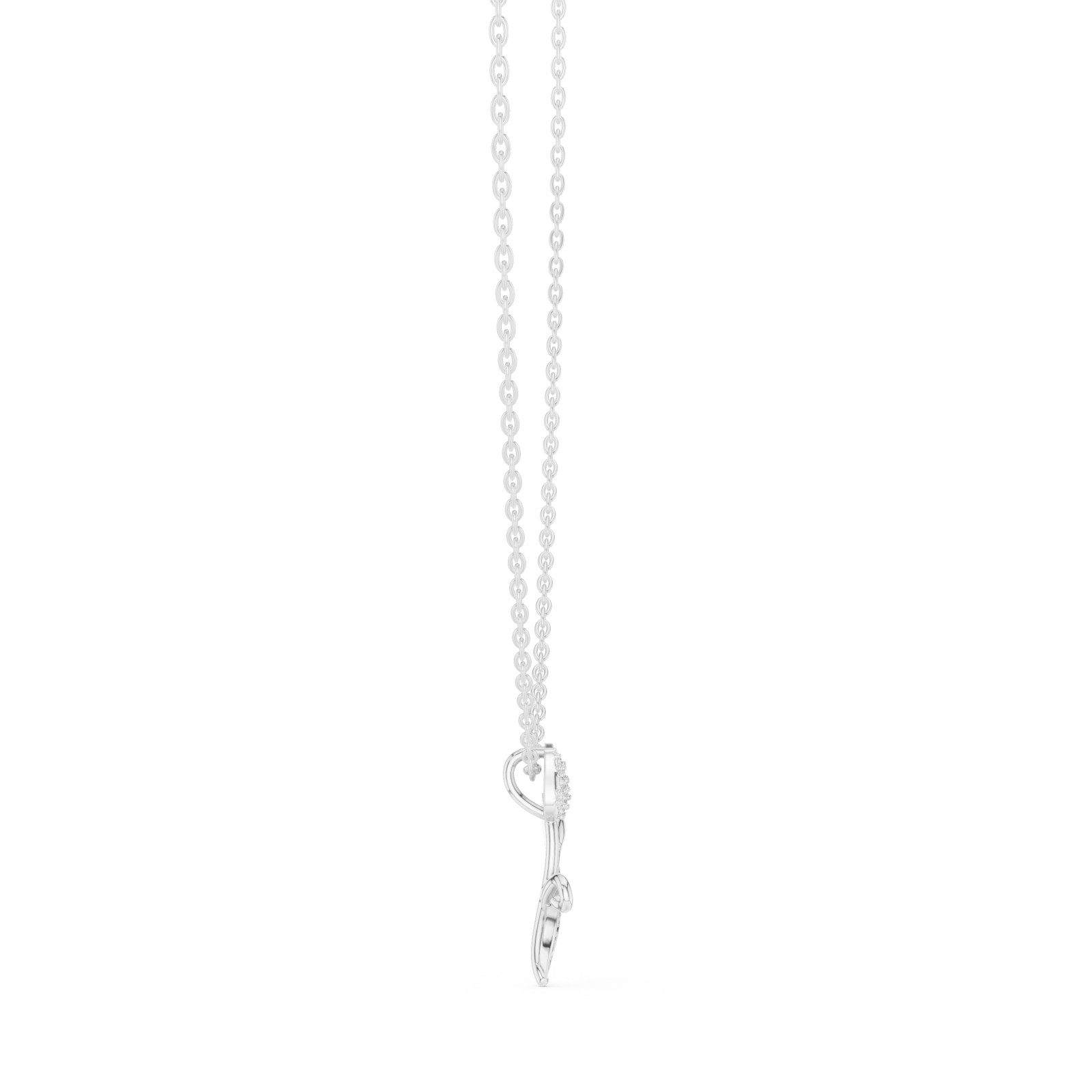  White Gold Petal Glow Charm Necklace Side View