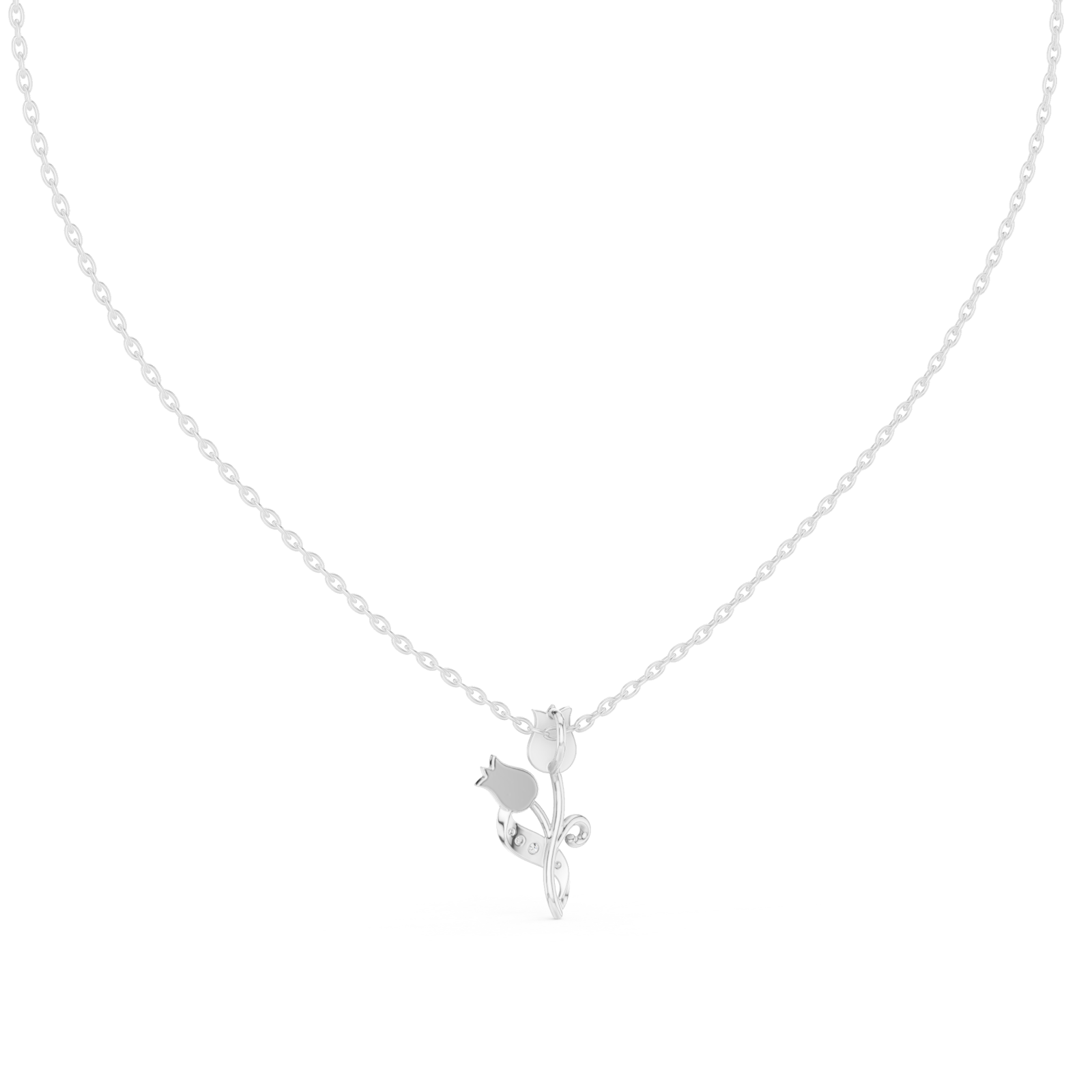  White Gold Petal Glow Charm Necklace Front View