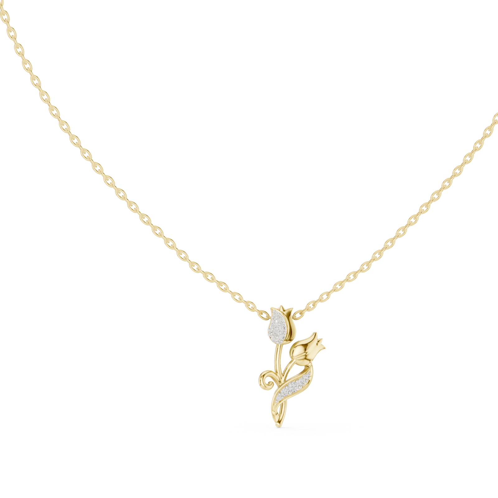  Gold Petal Glow Charm Necklace Left View