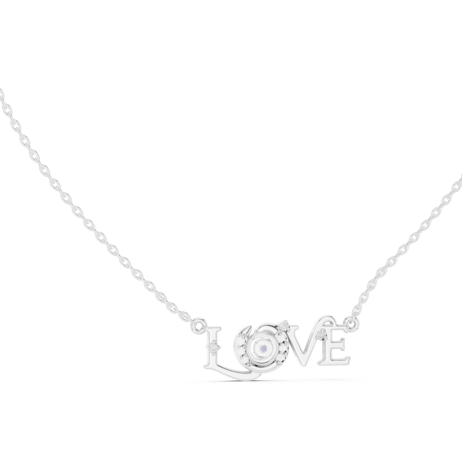  White Gold Eternal Embrace Letter Necklace Left View