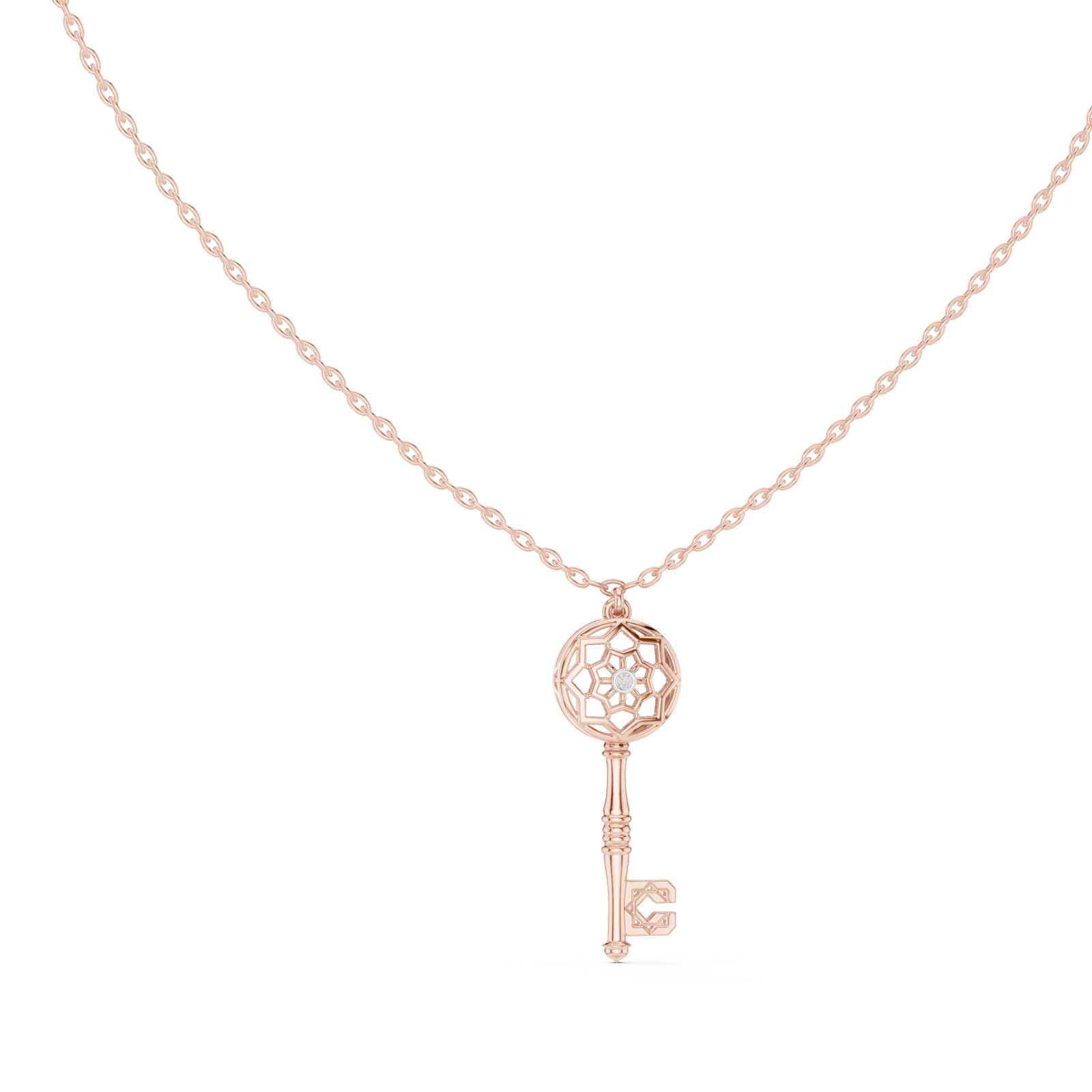  Rose Gold Blooming Wishes Regal Locket Key Pendant Left View