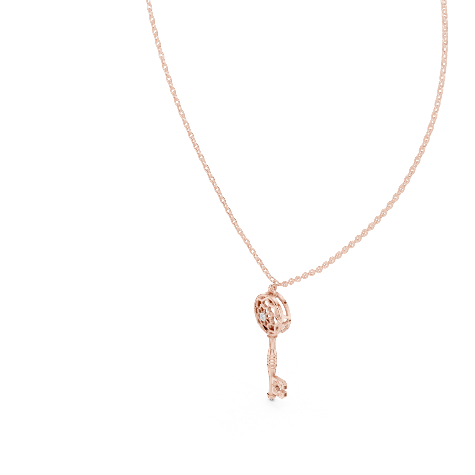  Rose Gold Blooming Wishes Regal Locket Key Pendant Right View