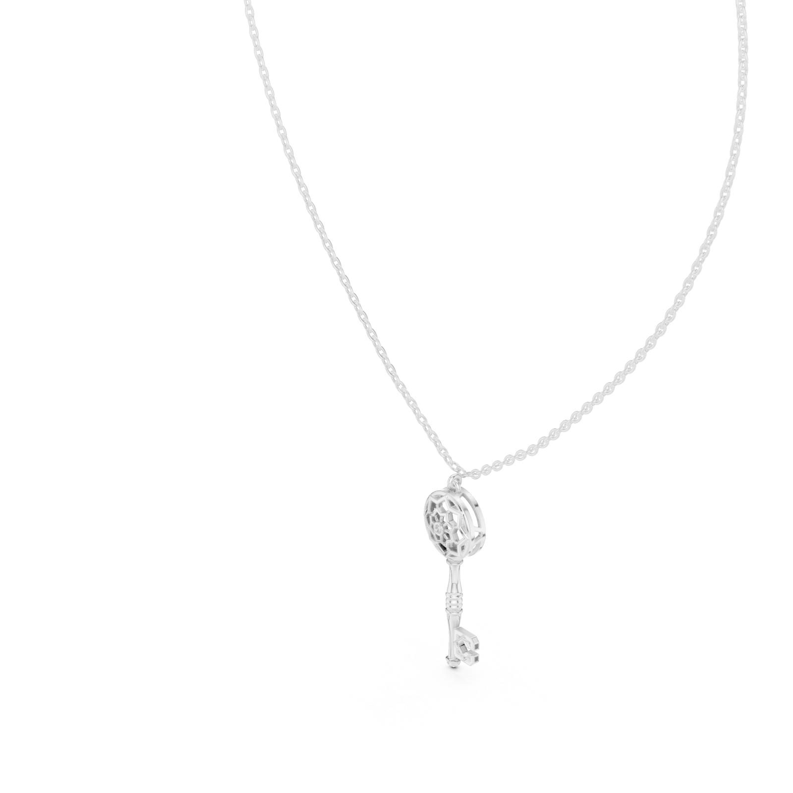  White Gold Blooming Wishes Regal Locket Key Pendant Right View