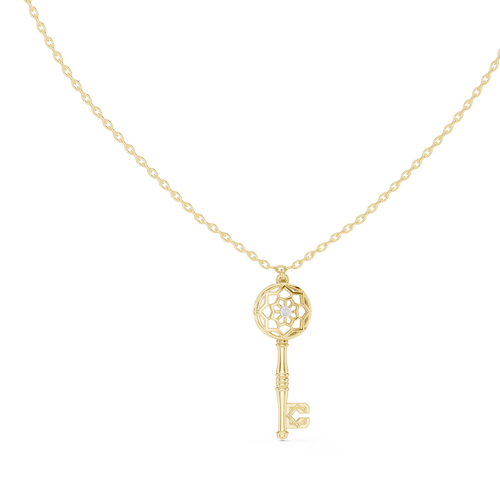  Gold Blooming Wishes Regal Locket Key Pendant Left View