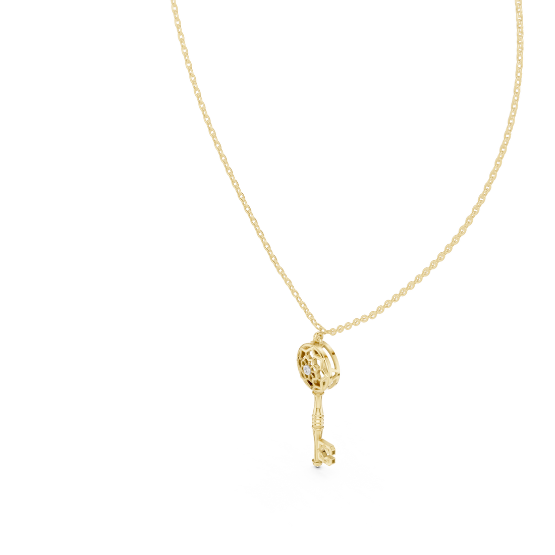 Gold Blooming Wishes Regal Locket Key Pendant Right View