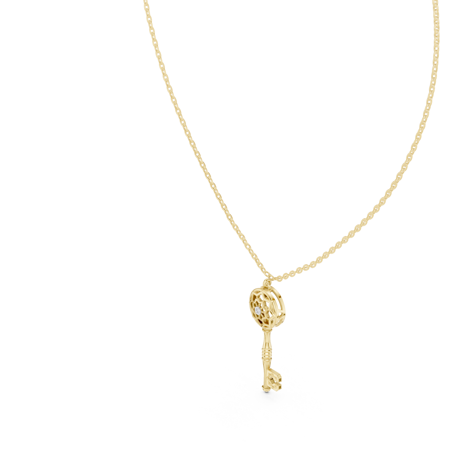 Gold Blooming Wishes Regal Locket Key Pendant Right View