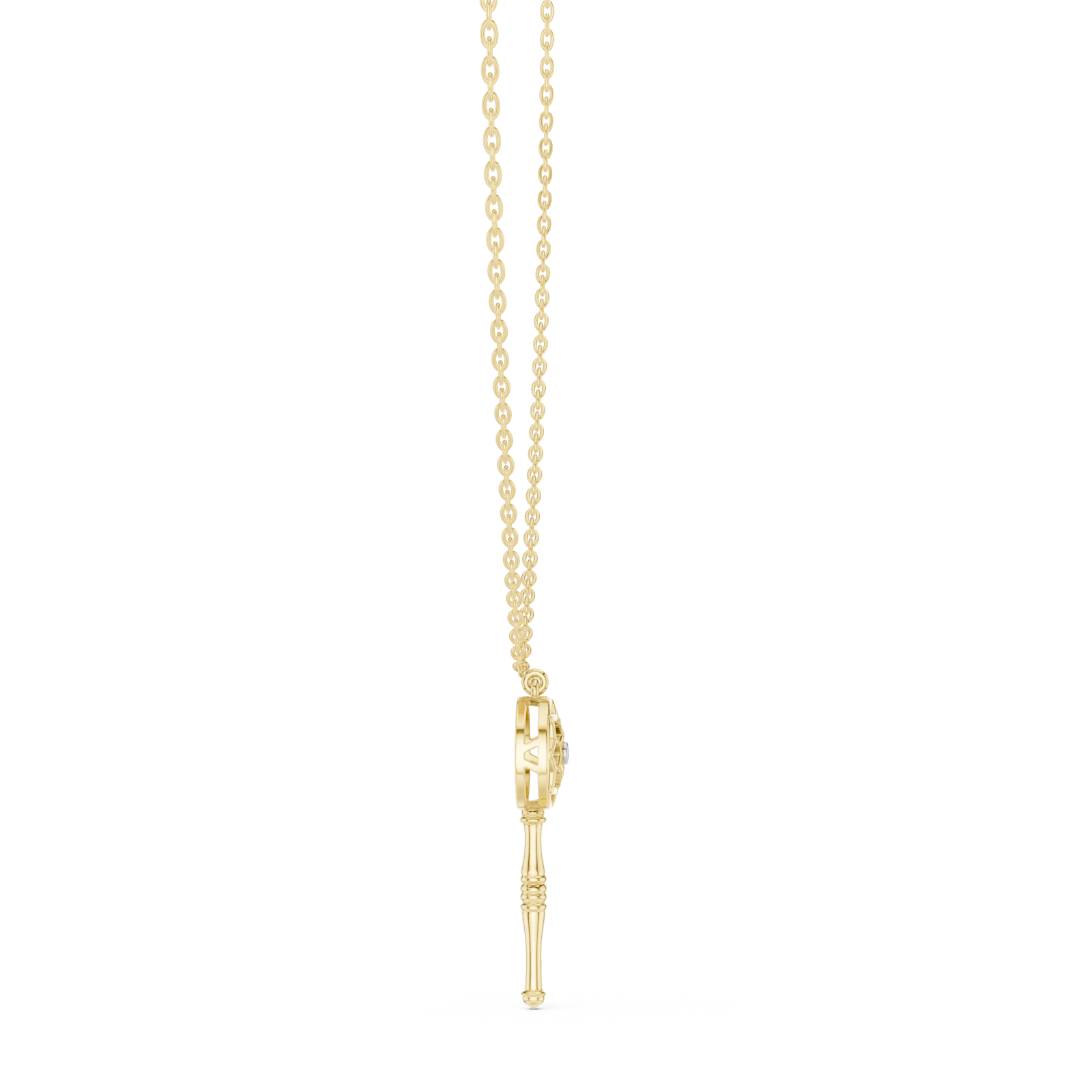  Gold Blooming Wishes Regal Locket Key Pendant Side View