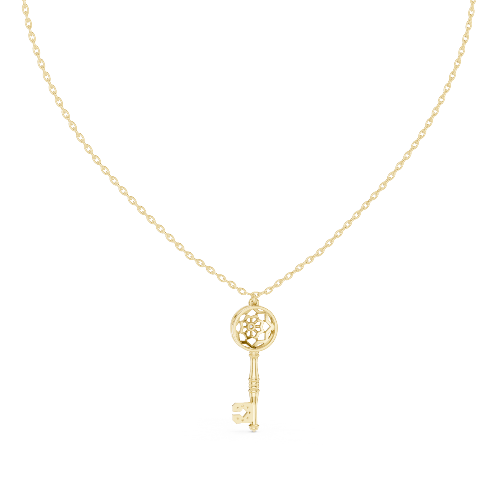  Gold Blooming Wishes Regal Locket Key Pendant Front View