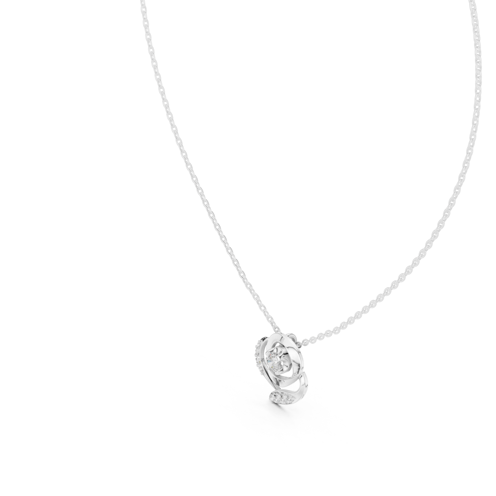  White Gold Eternal Loop Harmony Necklace Right View