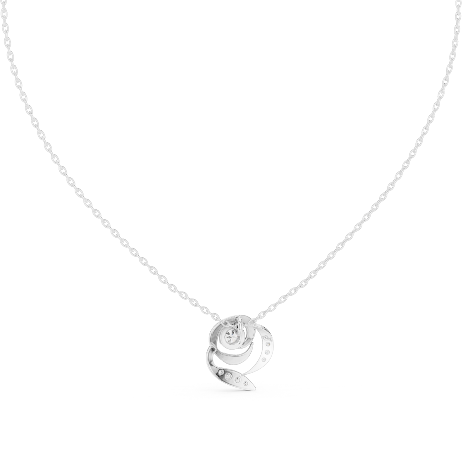  White Gold Eternal Loop Harmony Necklace Front View