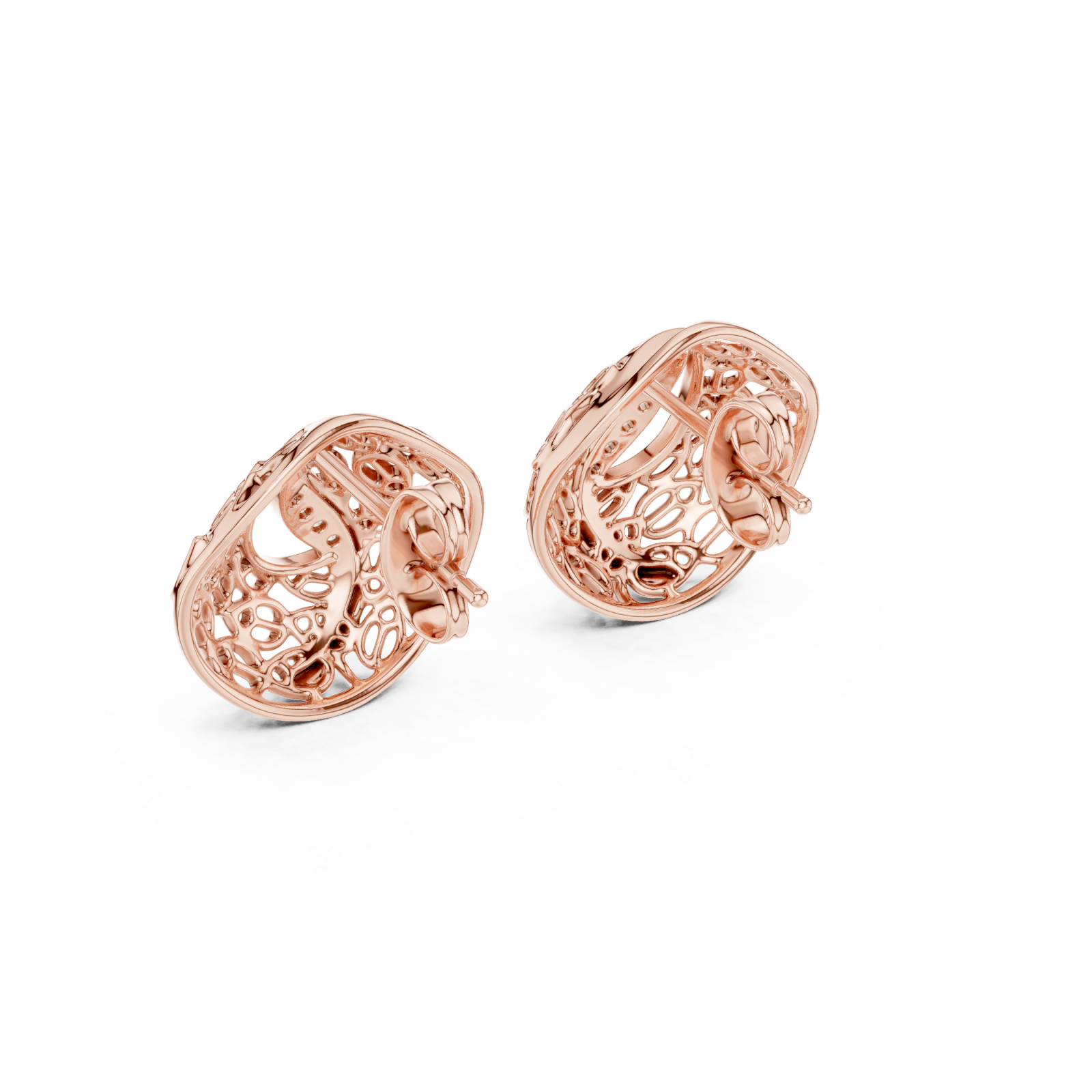  Rose Gold Radiant Lace Embrace Earrings Side View