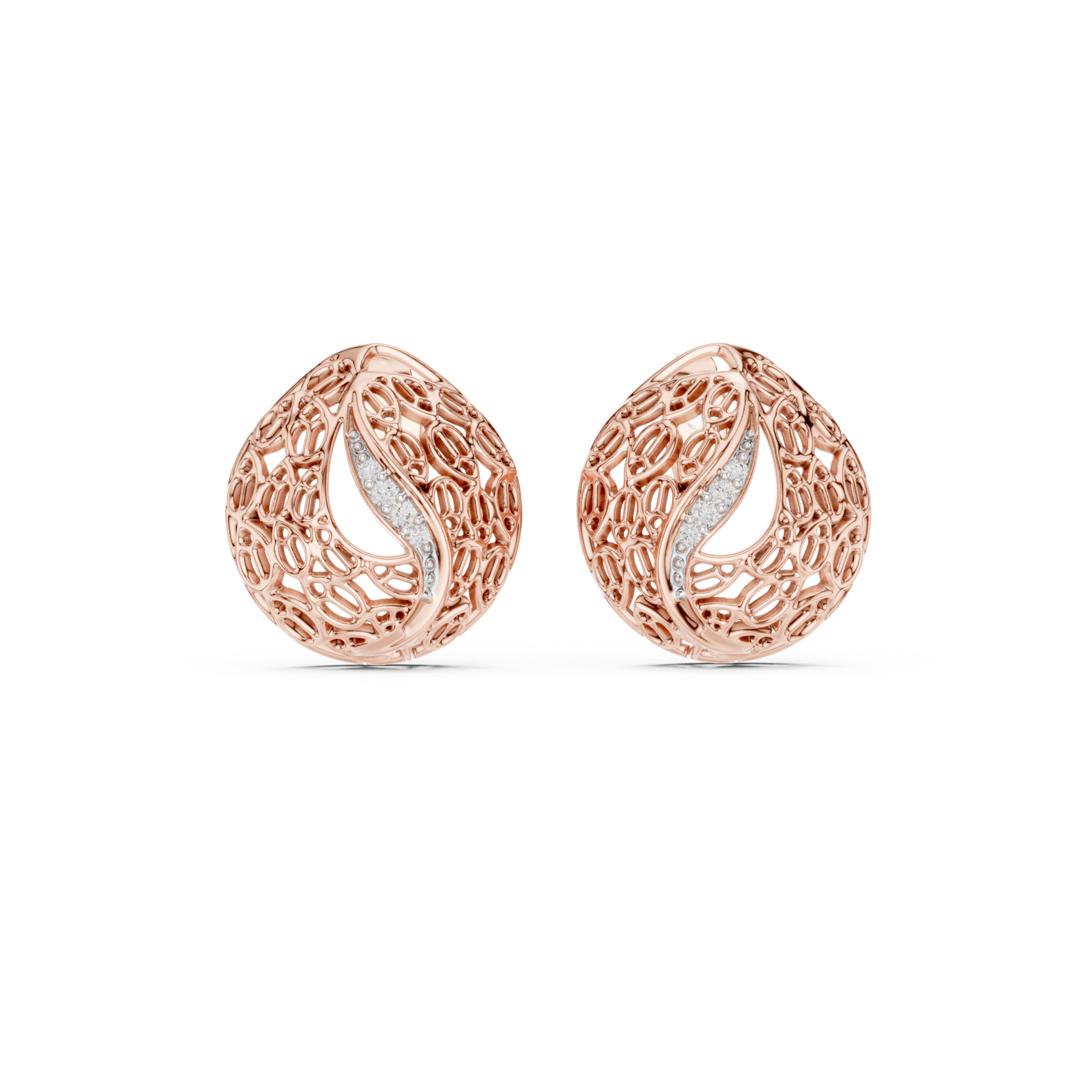  Rose Gold Radiant Lace Embrace Earrings Front View