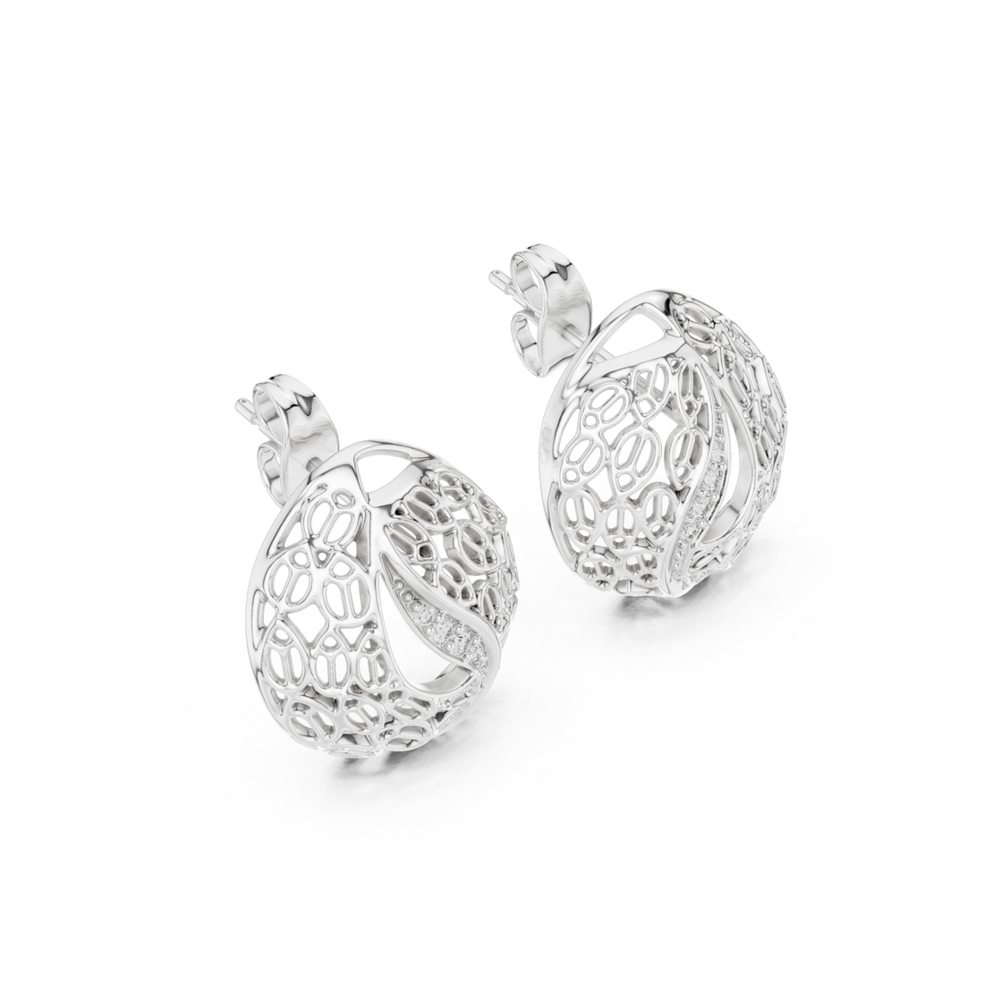  White Gold Radiant Lace Embrace Earrings Right View