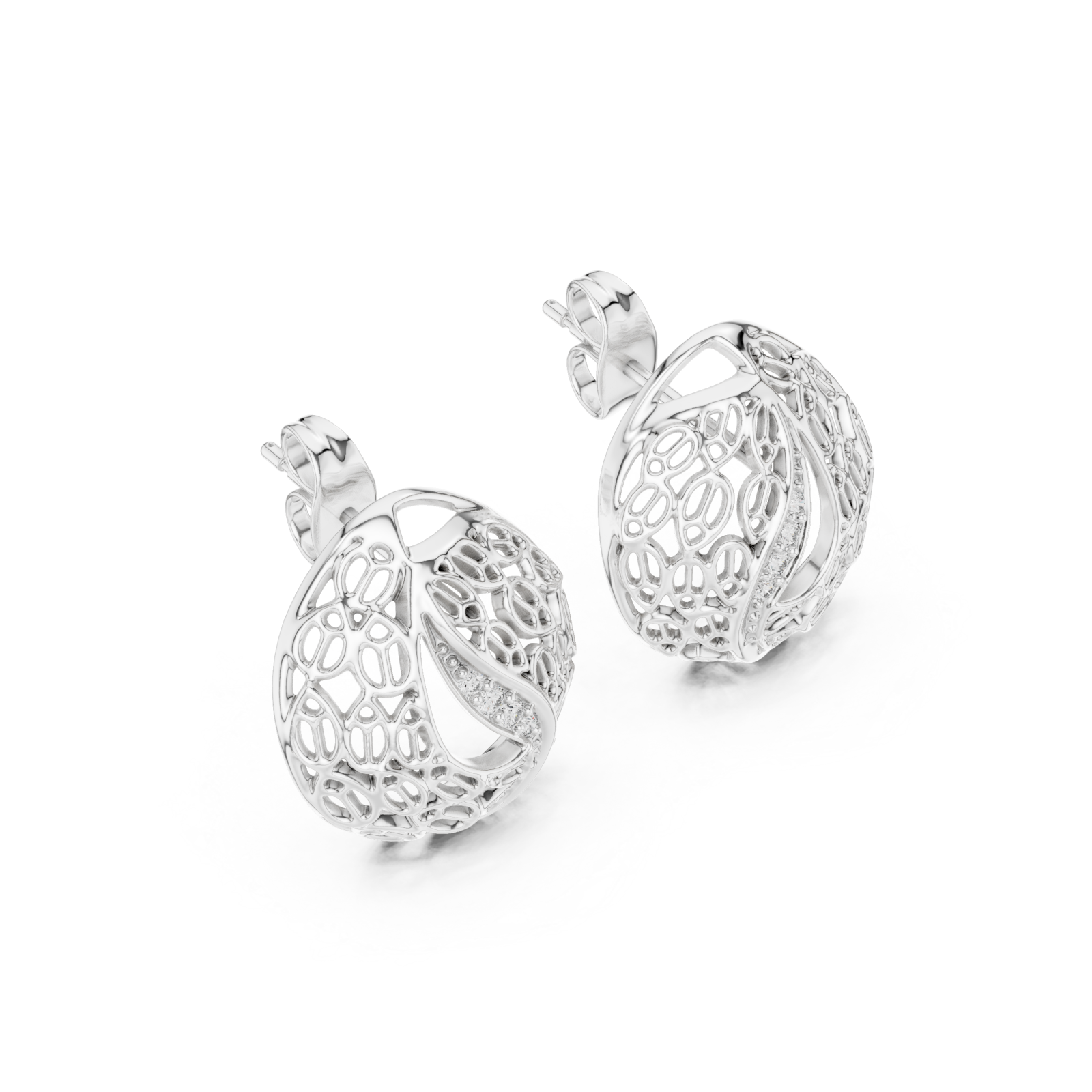  White Gold Radiant Lace Embrace Earrings Right View