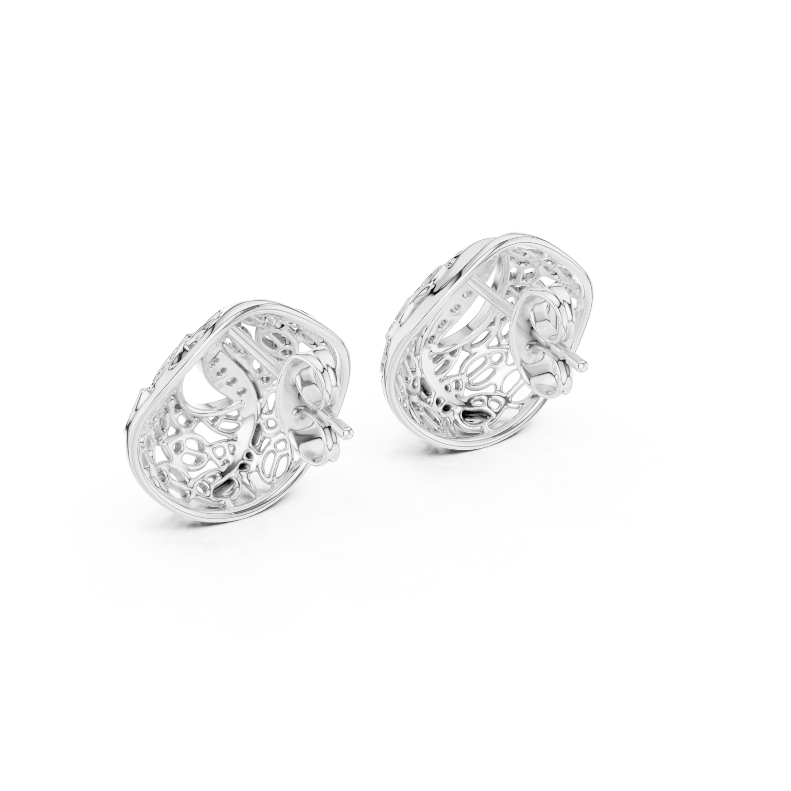  White Gold Radiant Lace Embrace Earrings Side View