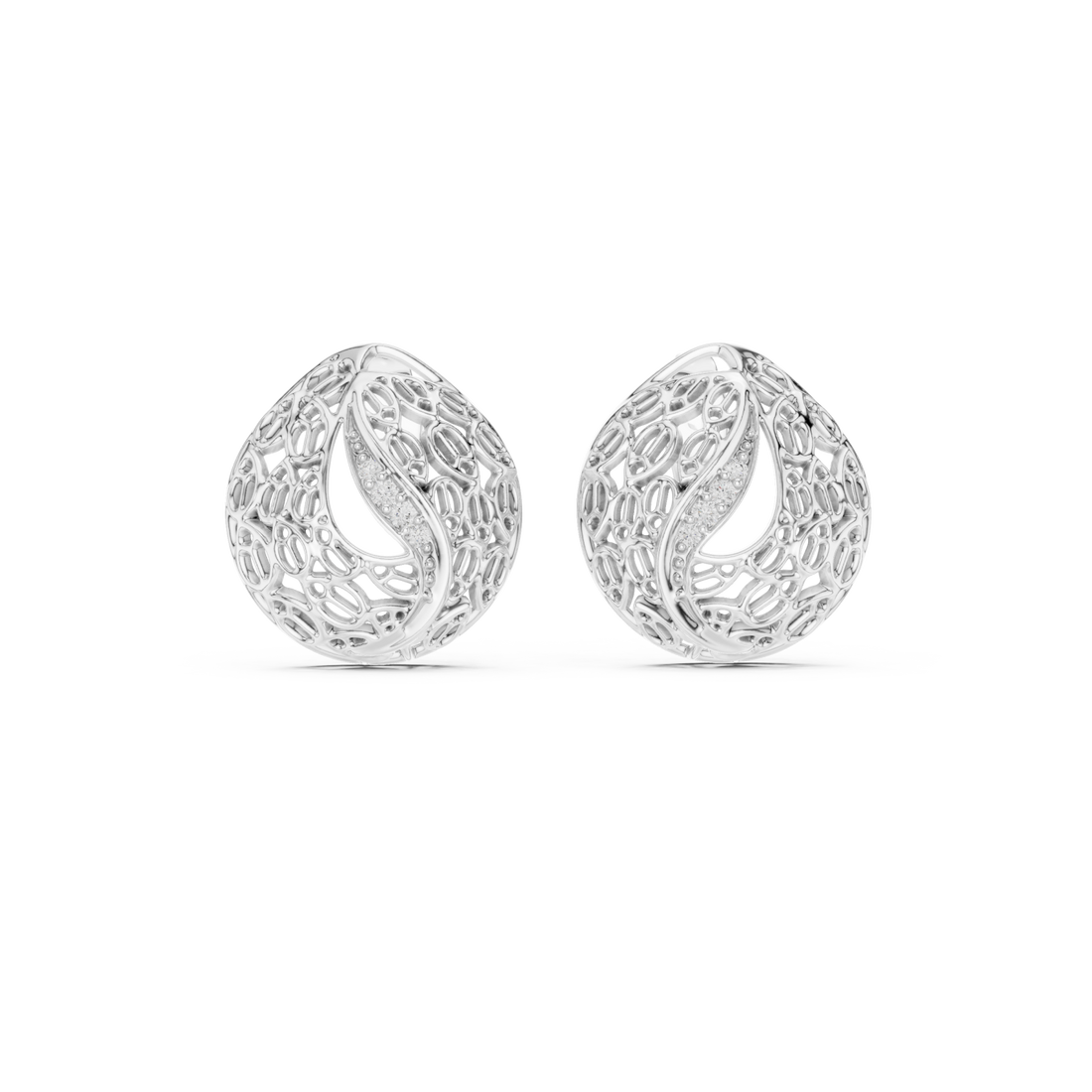  White Gold Radiant Lace Embrace Earrings Right View