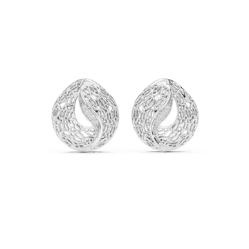  White Gold Radiant Lace Embrace Earrings Front View