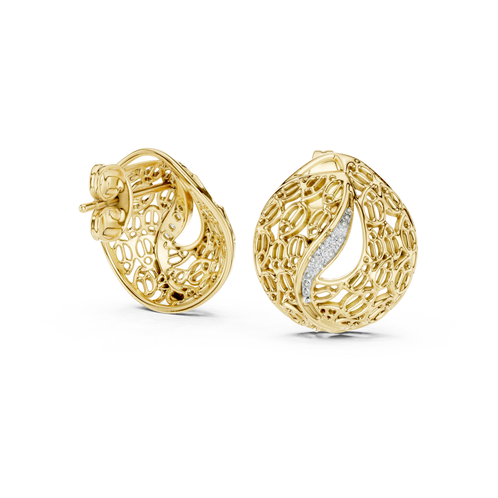  Gold Radiant Lace Embrace Earrings Left View