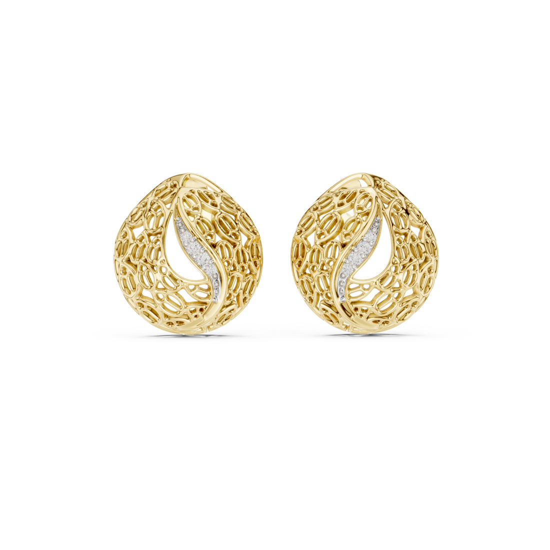 Gold Radiant Lace Embrace Earrings Right View