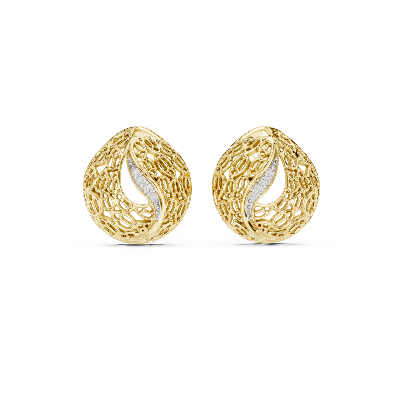  Gold Radiant Lace Embrace Earrings Front View