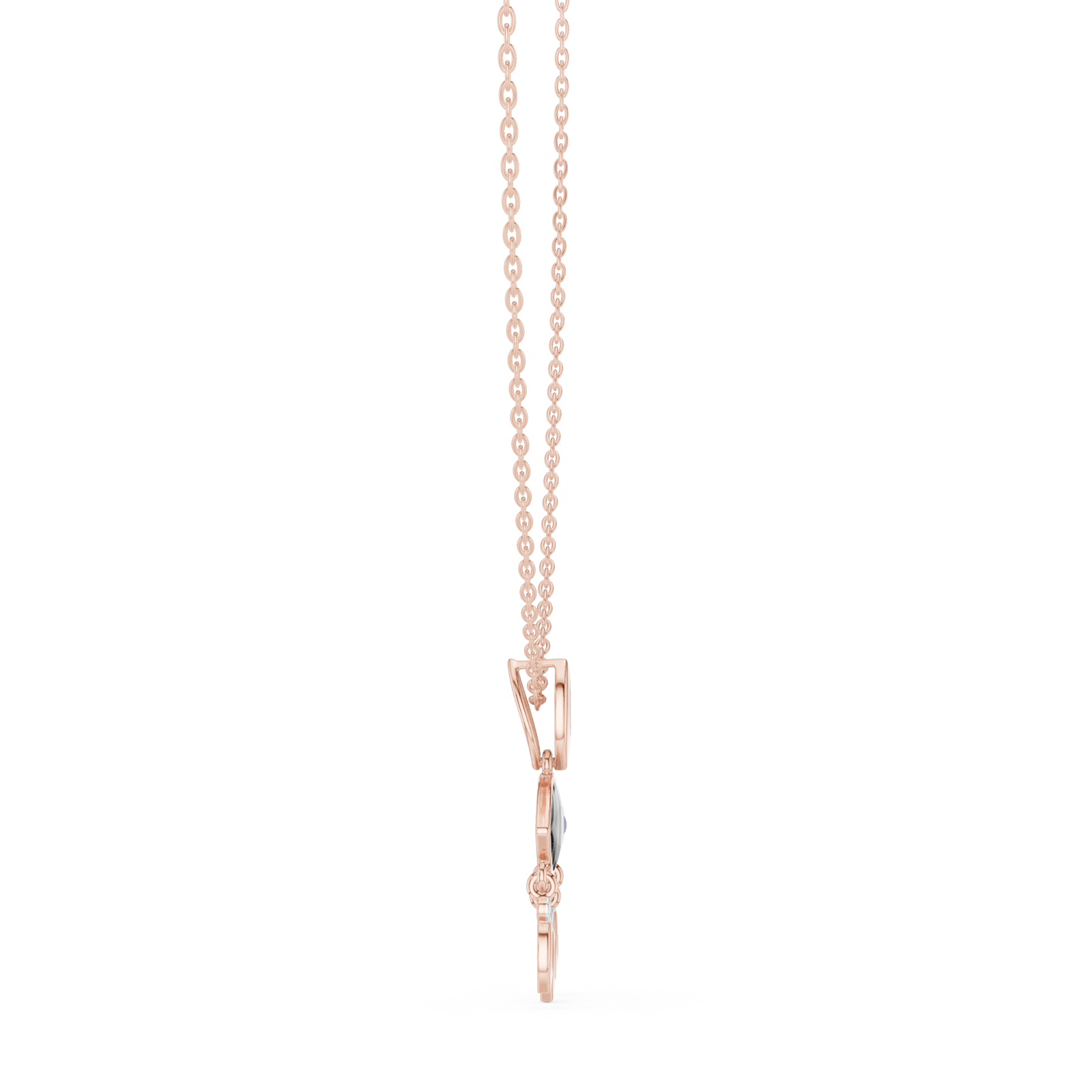  Rose Gold Serene Allure Cascade Chain Necklace Side View