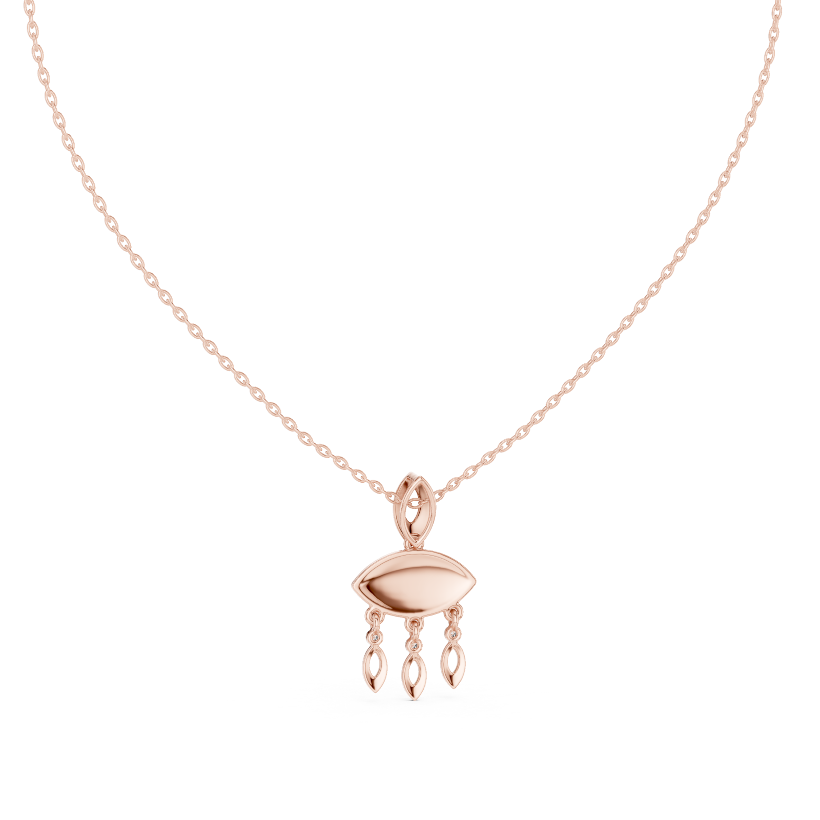  Rose Gold Serene Allure Cascade Chain Necklace Front View