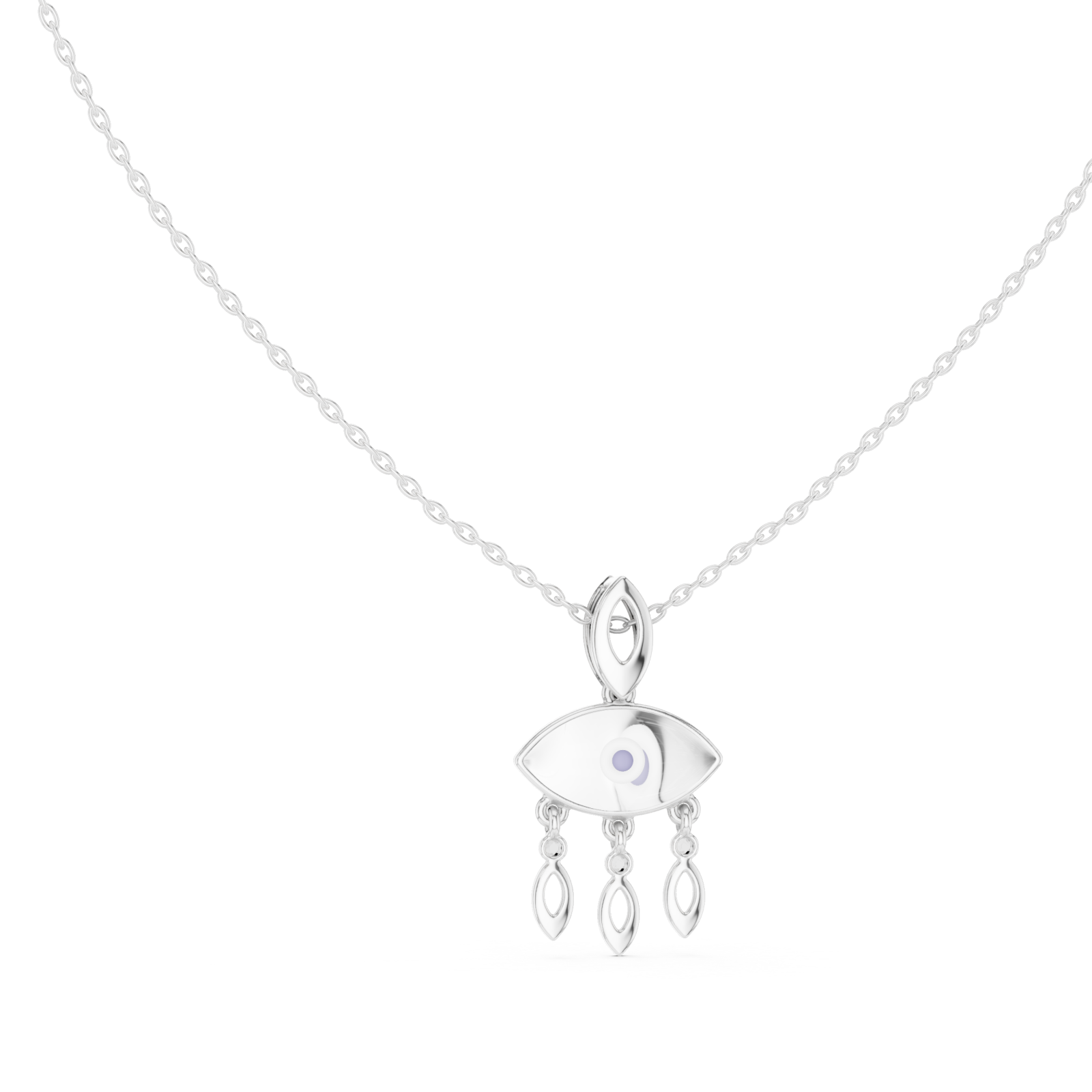  White Gold Serene Allure Cascade Chain Necklace Left View