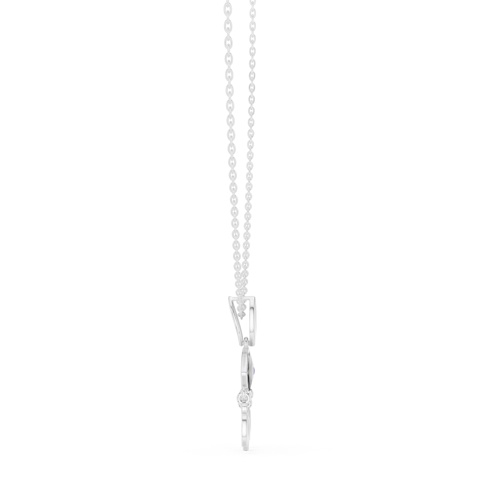  White Gold Serene Allure Cascade Chain Necklace Side View