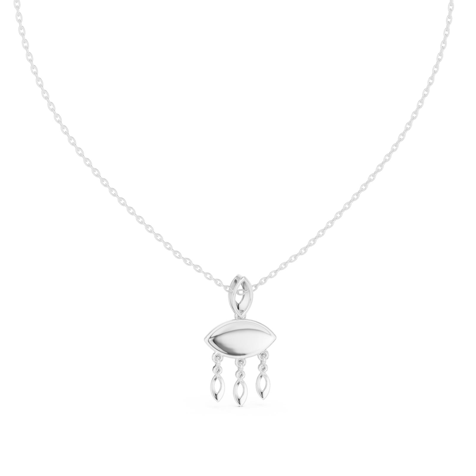  White Gold Serene Allure Cascade Chain Necklace Front View