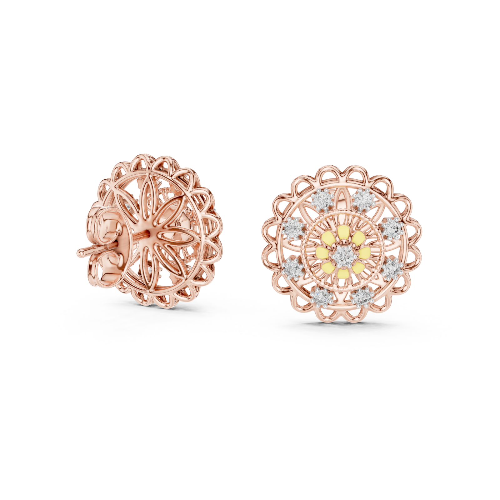  Rose Gold Radiant Petal Embrace Hoop Earrings Left View