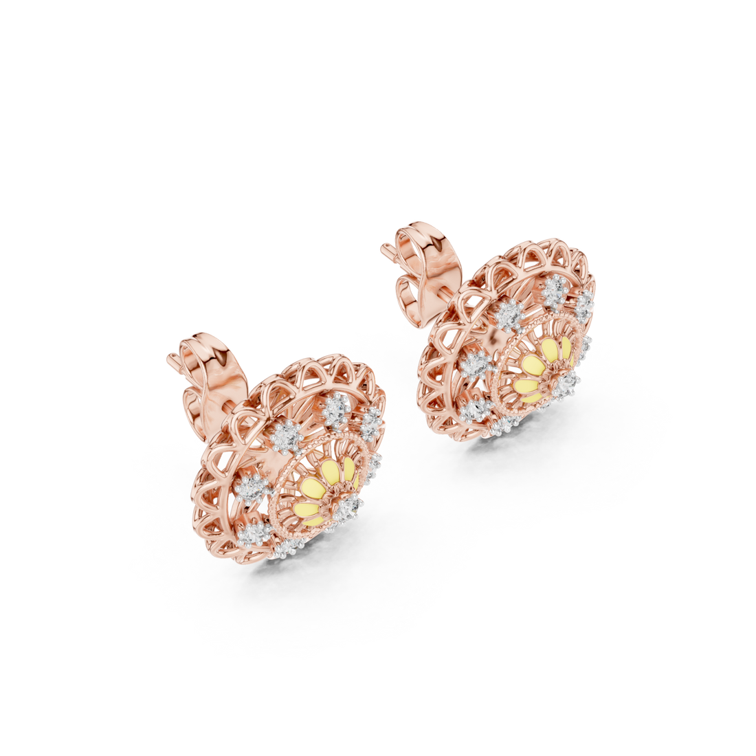  Rose Gold Radiant Petal Embrace Hoop Earrings Front View