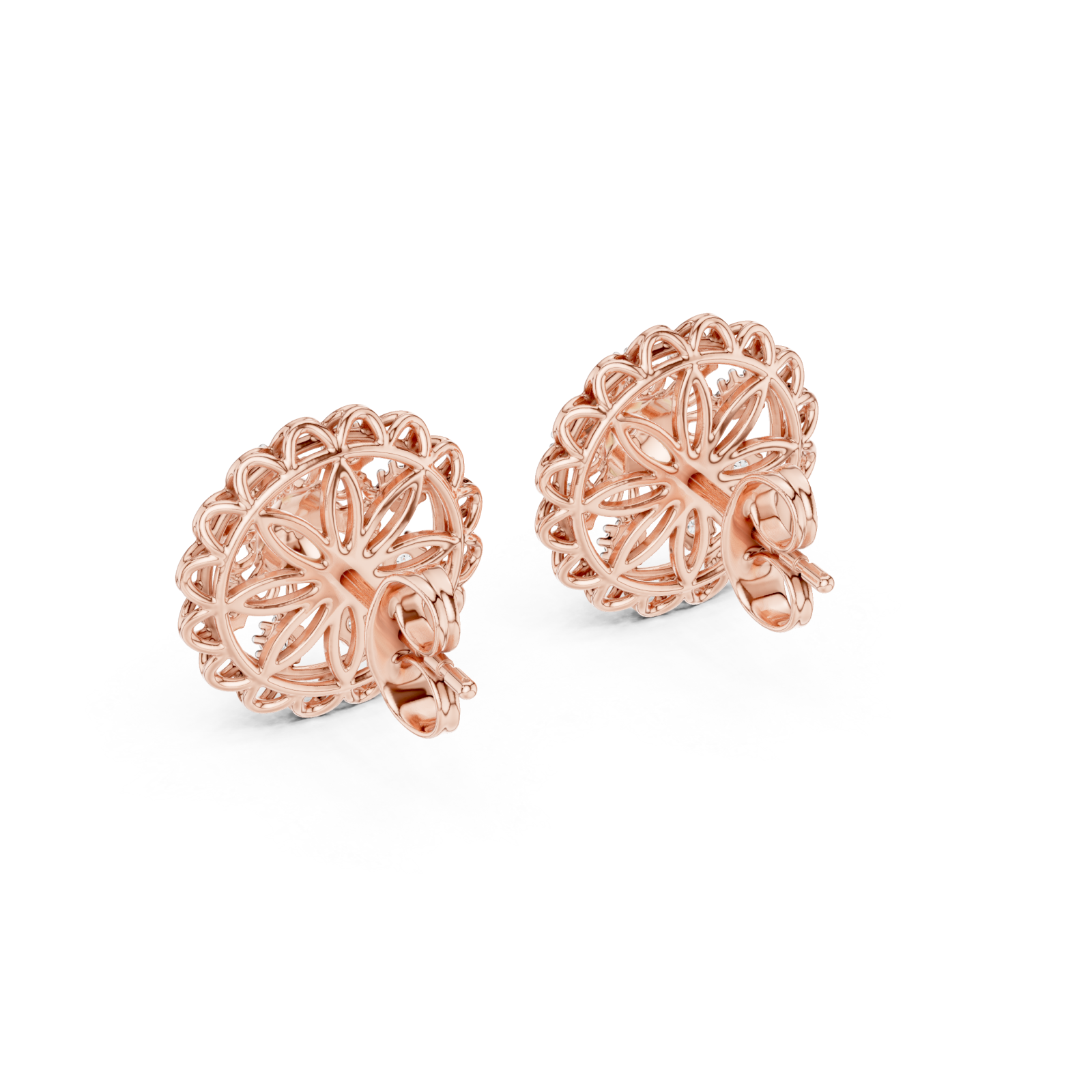  Rose Gold Radiant Petal Embrace Hoop Earrings Side View