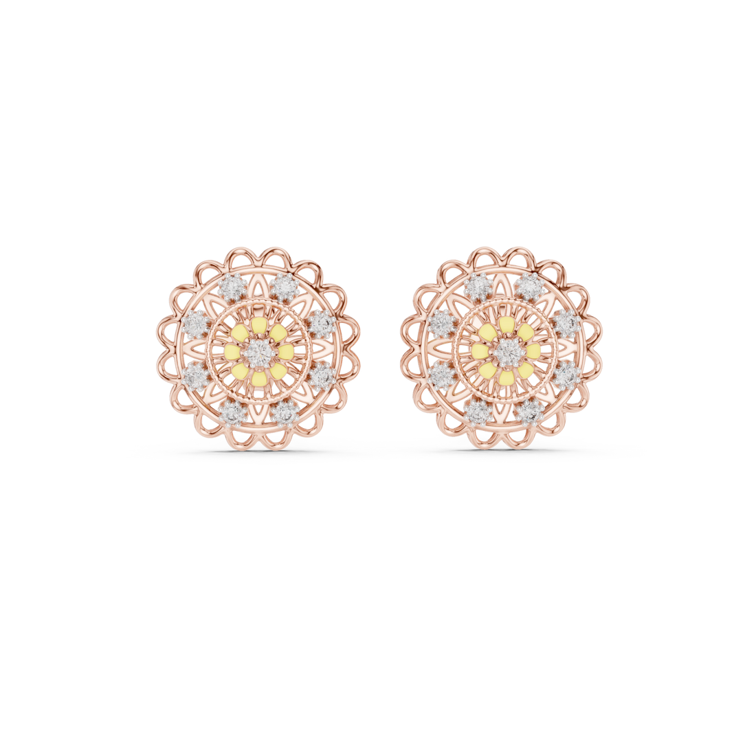  Rose Gold Radiant Petal Embrace Hoop Earrings Front View