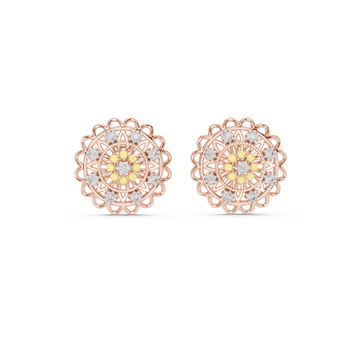  Rose Gold Radiant Petal Embrace Hoop Earrings Front View