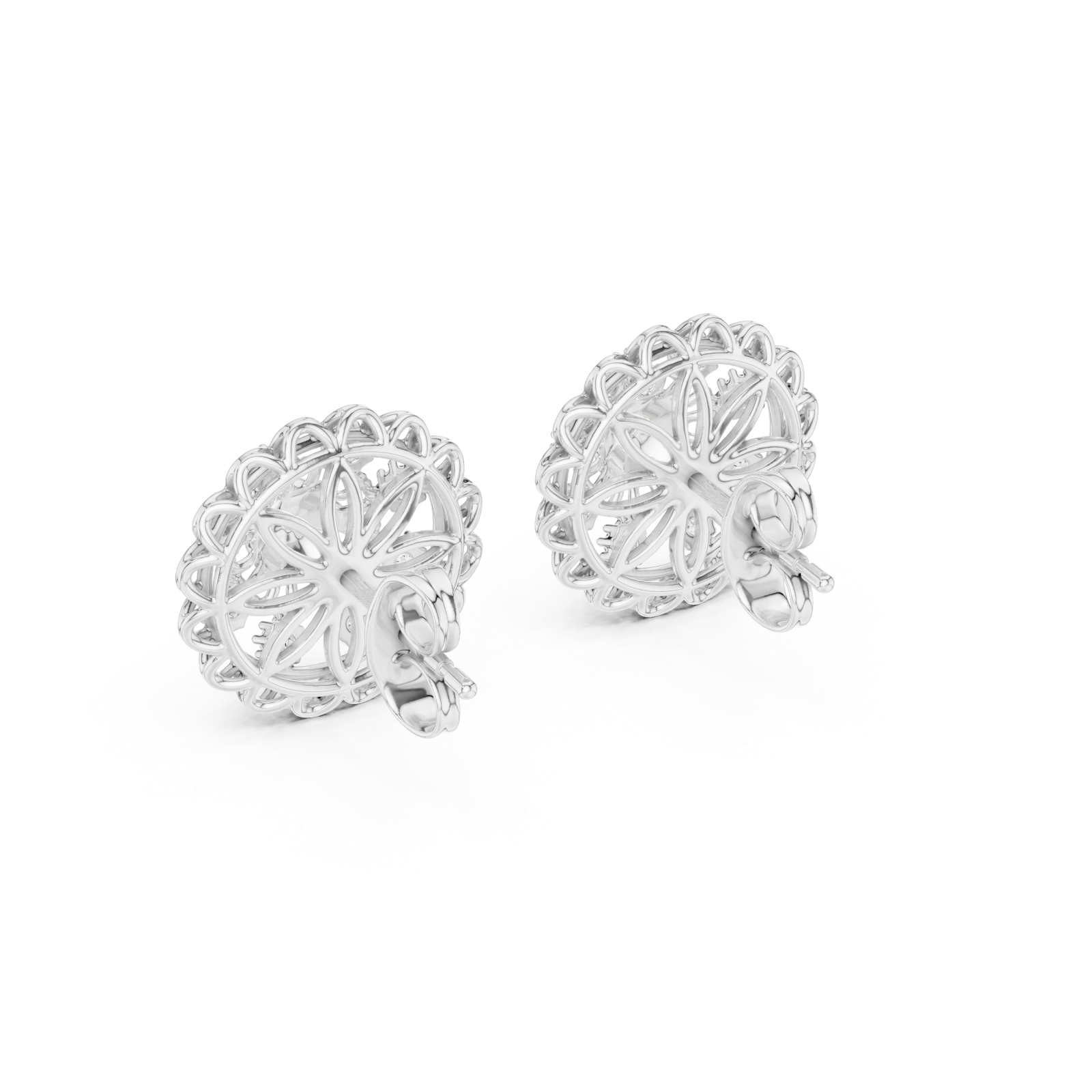  White Gold Radiant Petal Embrace Hoop Earrings Side View