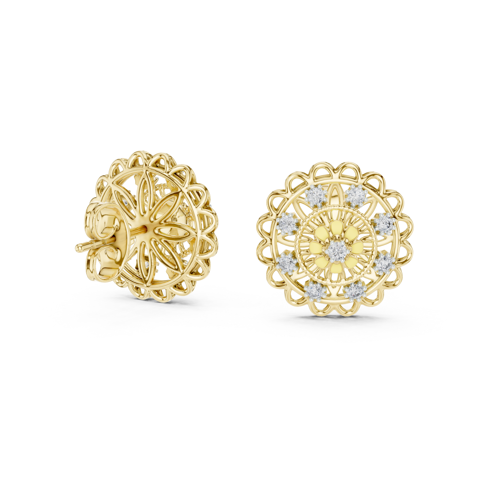  Gold Radiant Petal Embrace Hoop Earrings Left View