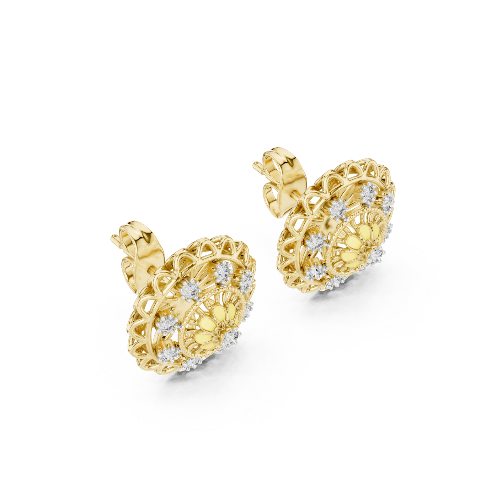 Gold Radiant Petal Embrace Hoop Earrings Right View