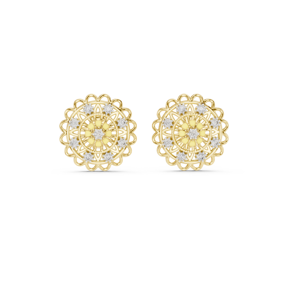  Gold Radiant Petal Embrace Hoop Earrings Front View