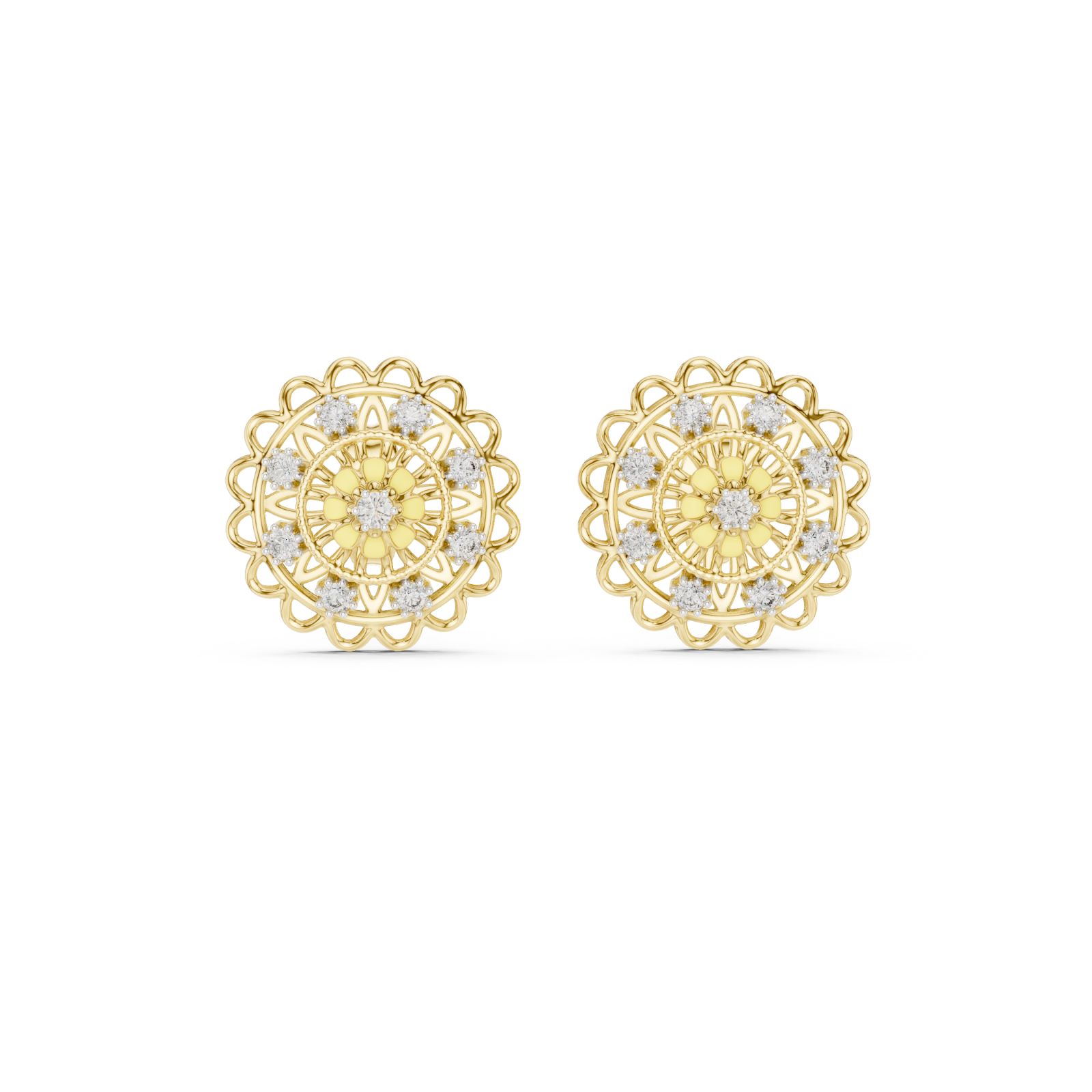  Gold Radiant Petal Embrace Hoop Earrings Front View