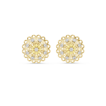  Gold Radiant Petal Embrace Hoop Earrings Front View