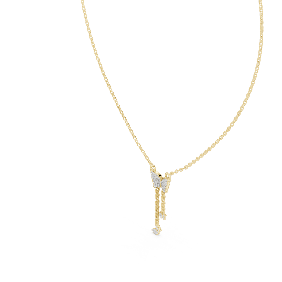 Gold Enchanted Gossamer Winged Butterfly Pendant Necklace Right View