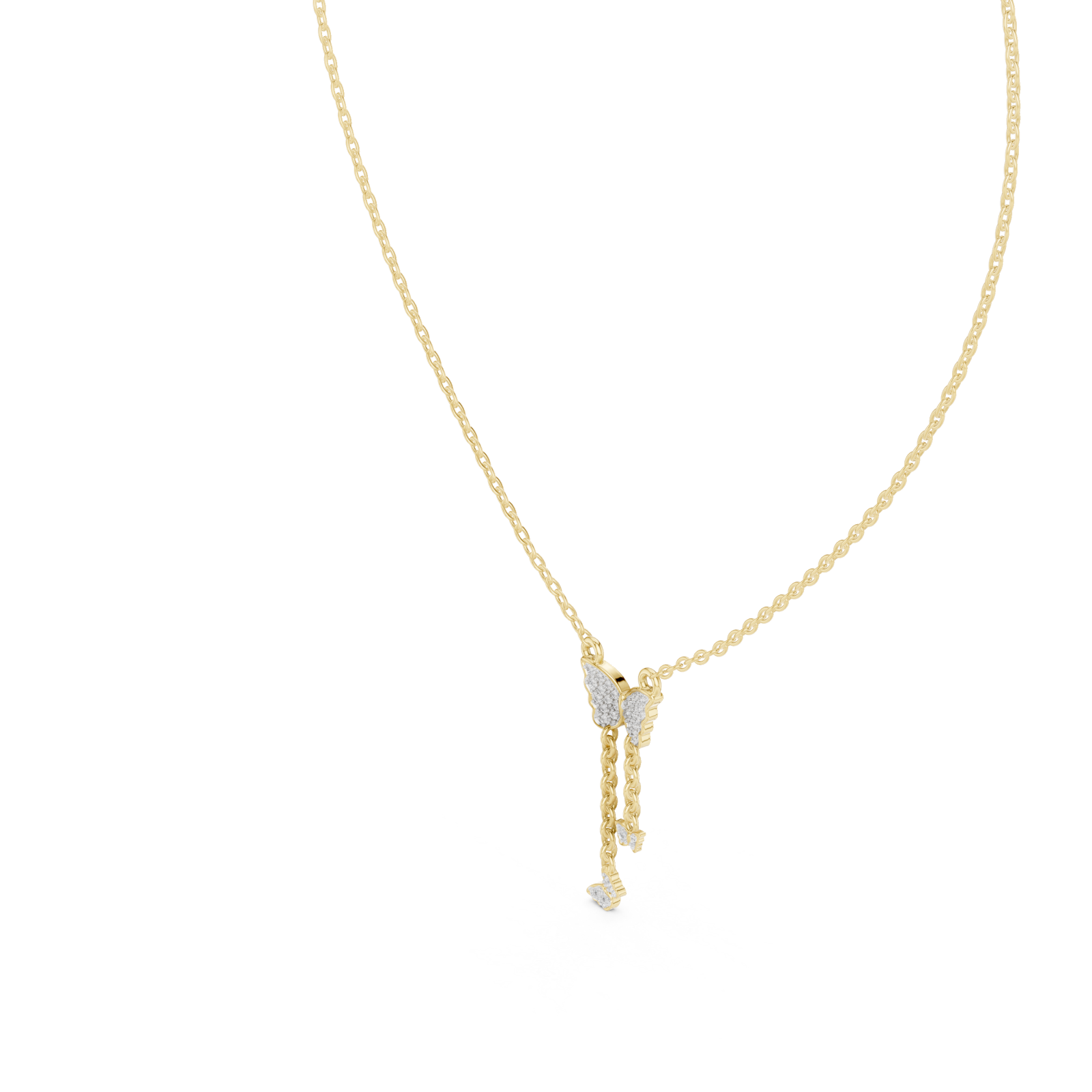 Gold Enchanted Gossamer Winged Butterfly Pendant Necklace Right View