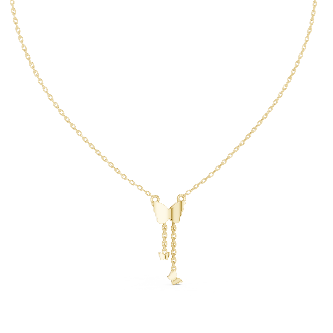 Gold Enchanted Gossamer Winged Butterfly Pendant Necklace Right View