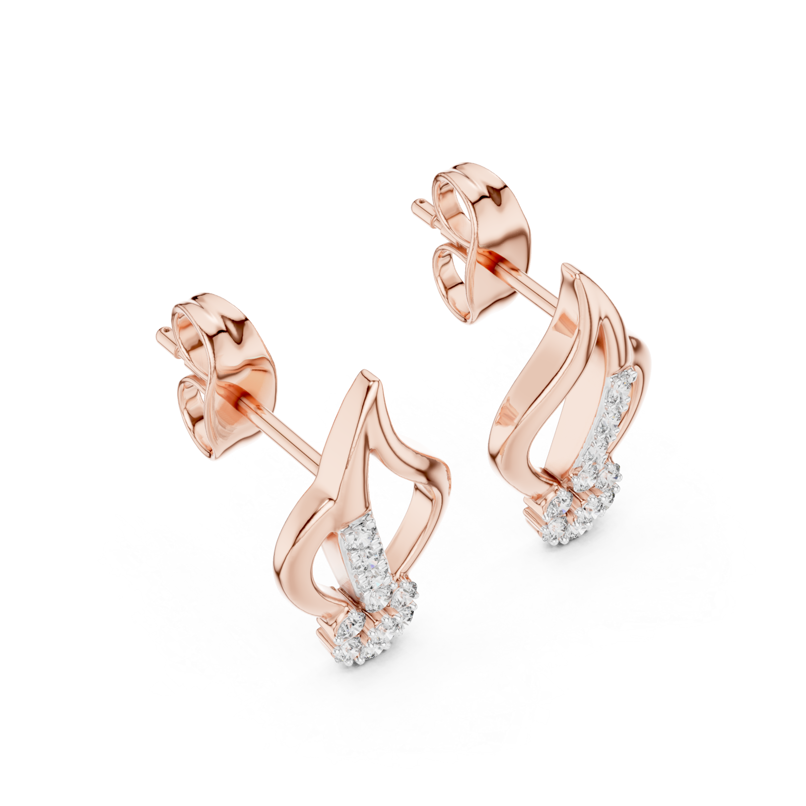  Rose Gold Radiant Curve Petal Studs Right View