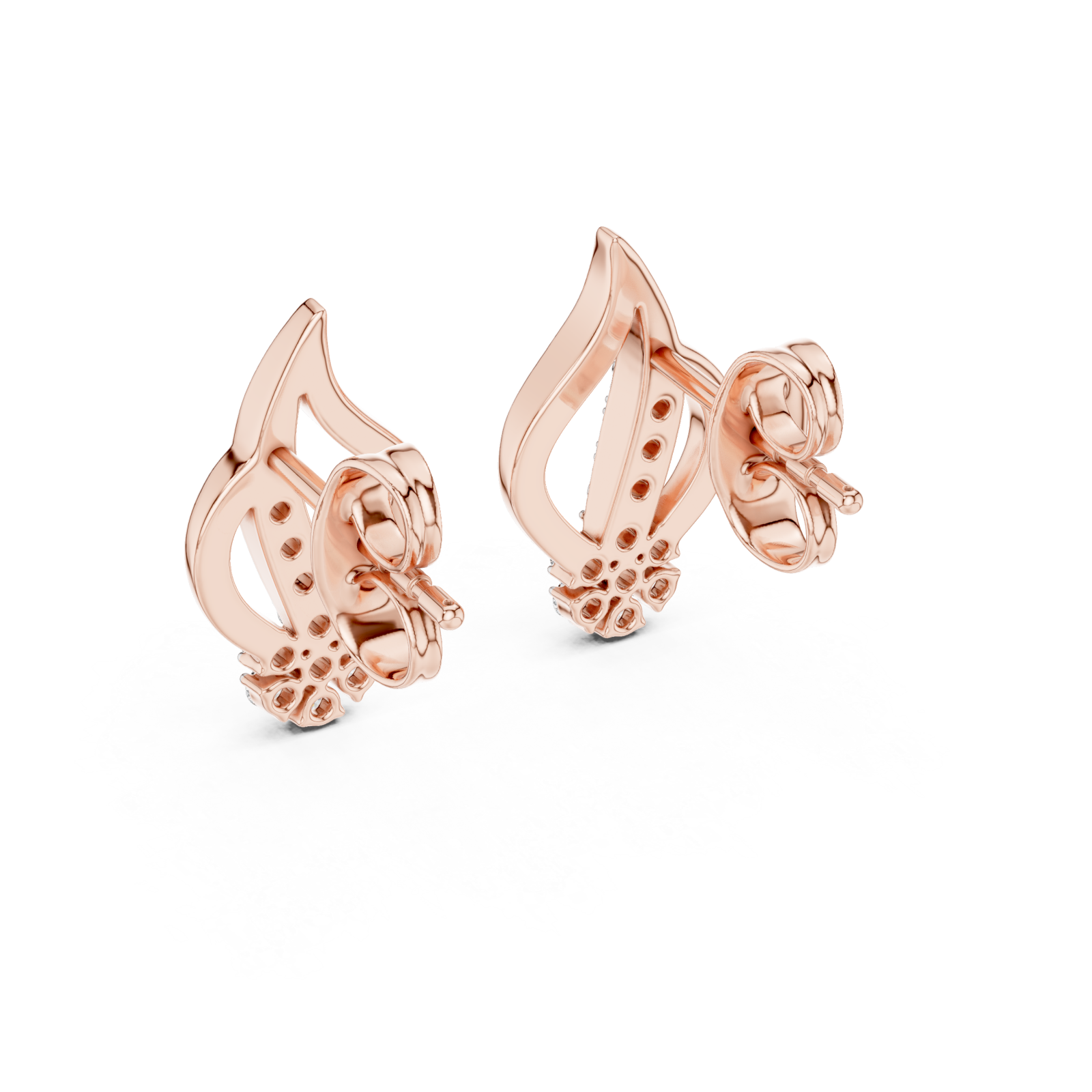  Rose Gold Radiant Curve Petal Studs Side View