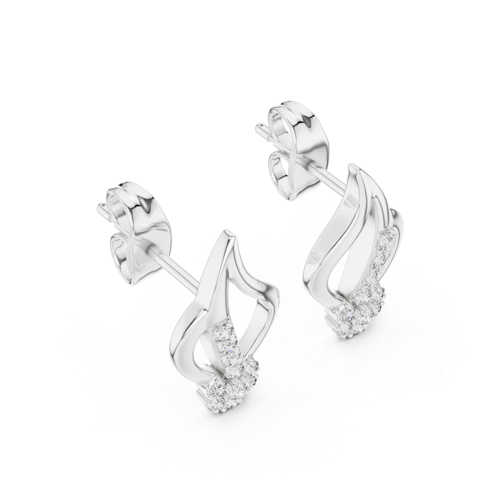  White Gold Radiant Curve Petal Studs Right View
