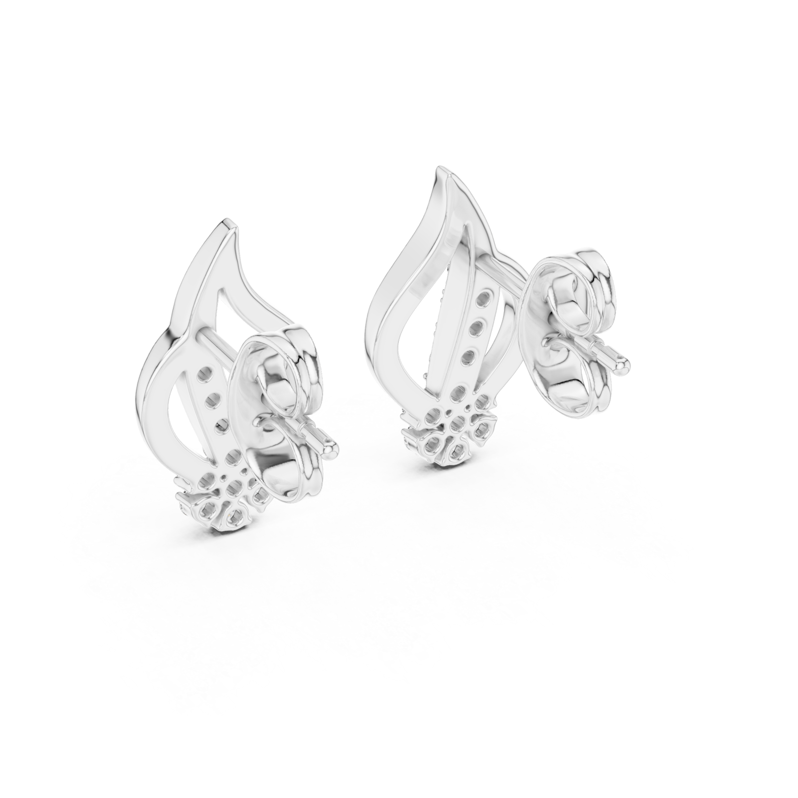  White Gold Radiant Curve Petal Studs Side View