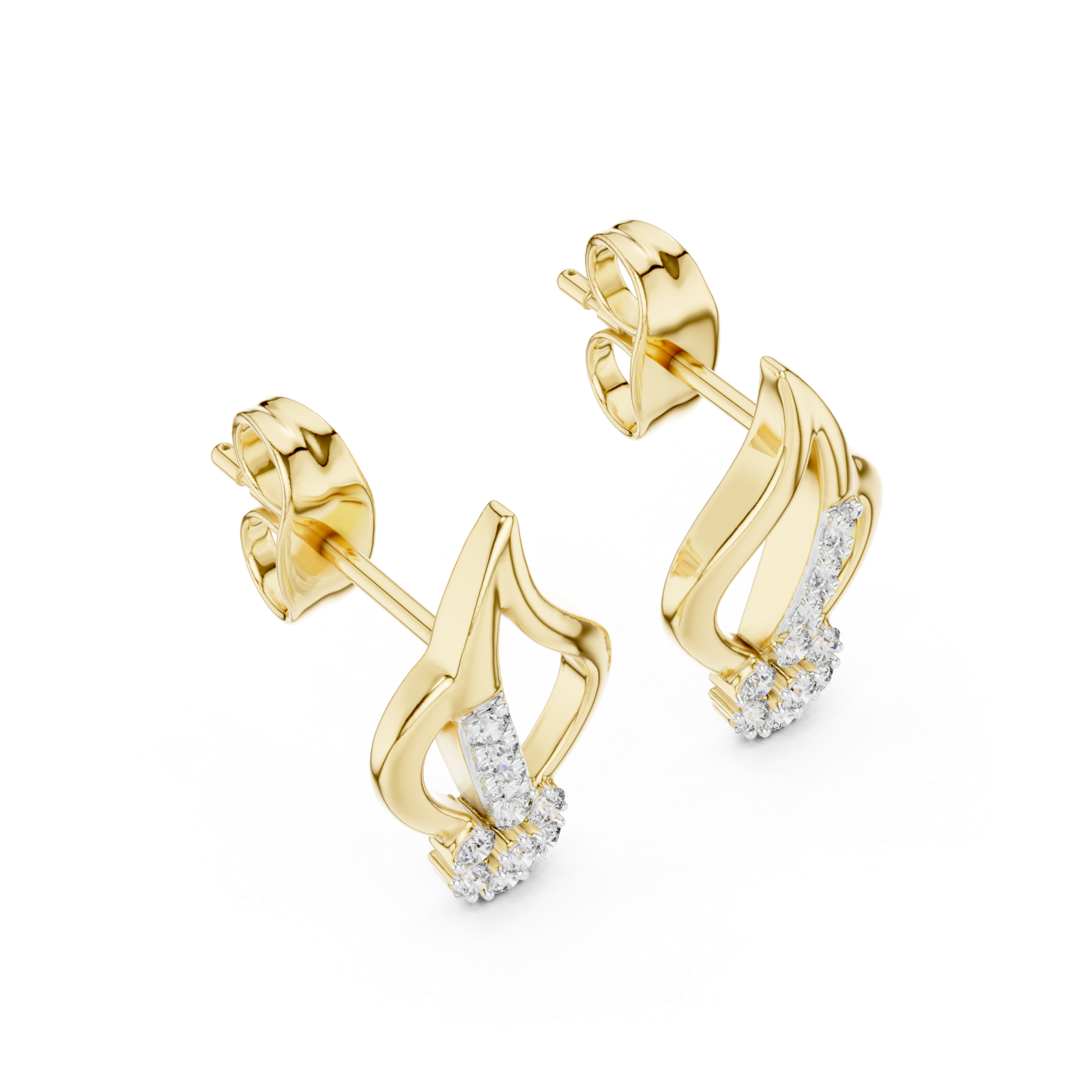 Gold Radiant Curve Petal Studs Right View